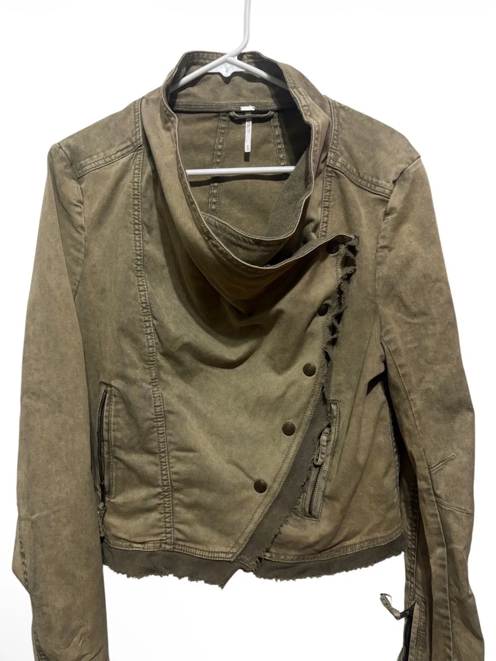 Free People collapsing twill asymmetrical moto jacket